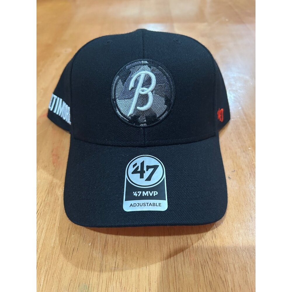 NWOT Baltimore Orioles 47 MVP Adjustable Black Cap With Camouflage Logo